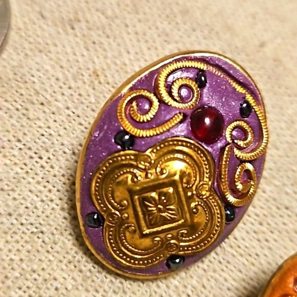 Antique Eduardian Austro-Hungarian OM Purple Clip-on Earrings - Picture 9 of 9